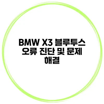 BMW X3 블루투스 오류 진단 및 문제 해결